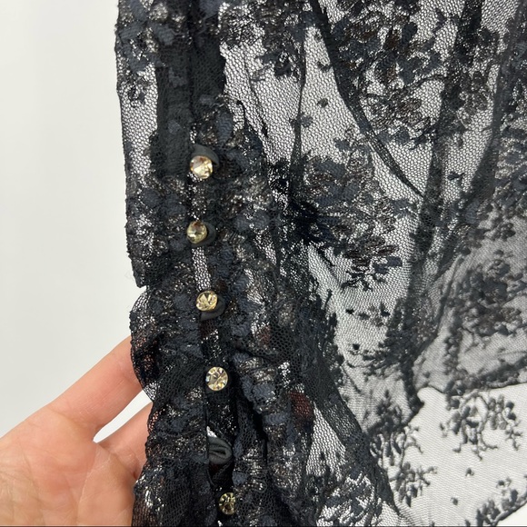 Twelfth Street by Cynthia Vincent Black Sheer Blouse Small - Picture 6 of 9